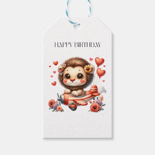 Löwenpilot Geburtstag Geschenkanhänger (Vorderseite)