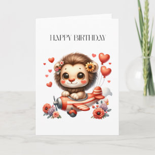 Löwenpilot Geburtstag Karte