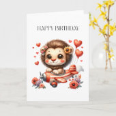 Löwenpilot Geburtstag Karte (Gelbe Blume)