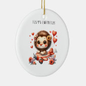 Löwenpilot Geburtstag Keramik Ornament (Rechts)