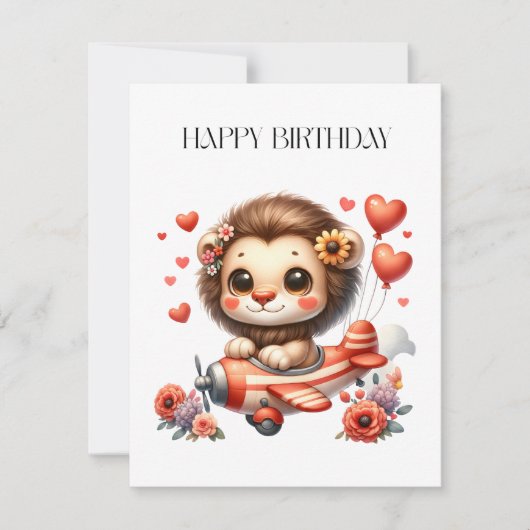 Löwenpilot Geburtstag Mitteilungskarte (Vorderseite)