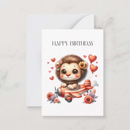 Löwenpilot Geburtstag Mitteilungskarte (Vorderseite)