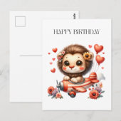 Löwenpilot Geburtstag Postkarte (Vorne/Hinten)