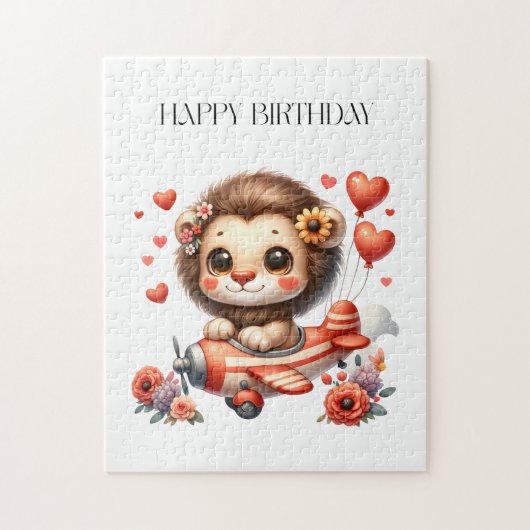Löwenpilot Geburtstag Puzzle (Vertikal)