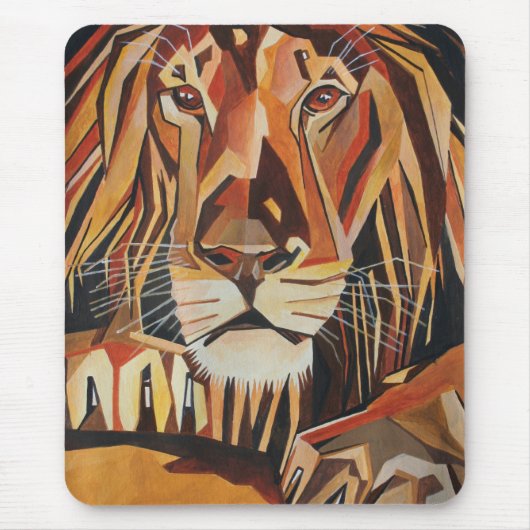 Löwenportrait im Stil geometrischer Kunst Mousepad (Vorne)