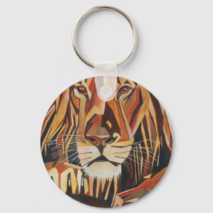 Löwenportrait im Stil geometrischer Kunst Schlüsselanhänger