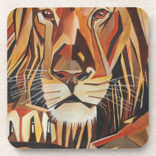 Löwenportrait im Stil geometrischer Kunst Untersetzer