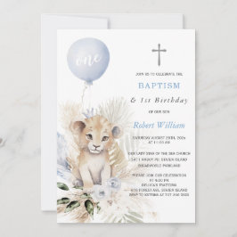 Löwenprinz Erster Geburtstag und Taufe Einladung