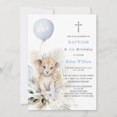 Löwenprinz Erster Geburtstag und Taufe Einladung (Vorderseite)