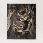 Löwenpuzzle - Schwarz-Weiß-Puzzle Puzzle (Vertikal)