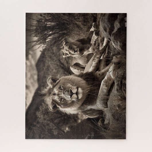 Löwenpuzzle - Schwarz-Weiß-Puzzle Puzzle (Vertikal)