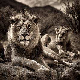 Löwenpuzzle - Schwarz-Weiß-Puzzle Puzzle