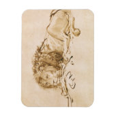 Löwenrückhaltung (Stift und Tinte auf Papier) Magnet (Vertikal)