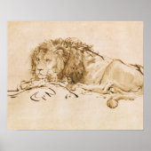 Löwenrückhaltung (Stift und Tinte auf Papier) Poster (Vorne)