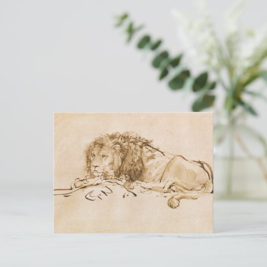 Löwenrückhaltung (Stift und Tinte auf Papier) Postkarte (Stehend Vorderseite)