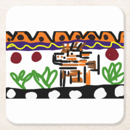 Löwenrückkunst Rechteckiger Pappuntersetzer