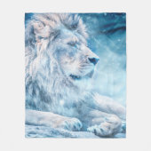 Löwenschnee liegend Tier Fleecedecke (Vorderseite)