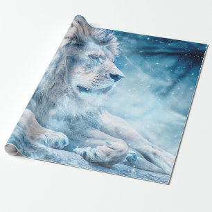 Löwenschnee liegend Tier Geschenkpapier