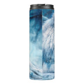 Löwenschnee liegend Tier Thermosbecher (Rückseite)