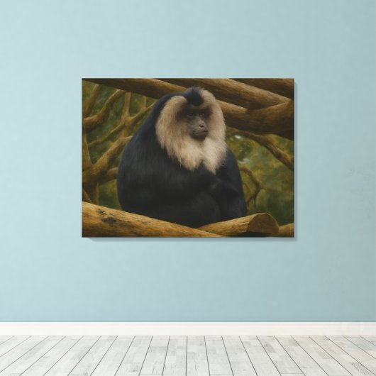 Löwenschwanzmakaque im Schutzgebiet der Wälder Leinwanddruck (Insitu (Holzboden))