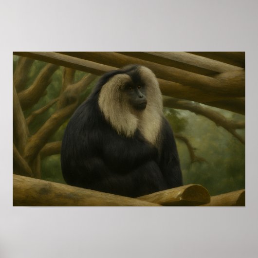 Löwenschwanzmakaque im Schutzgebiet der Wälder Poster (Vorne)