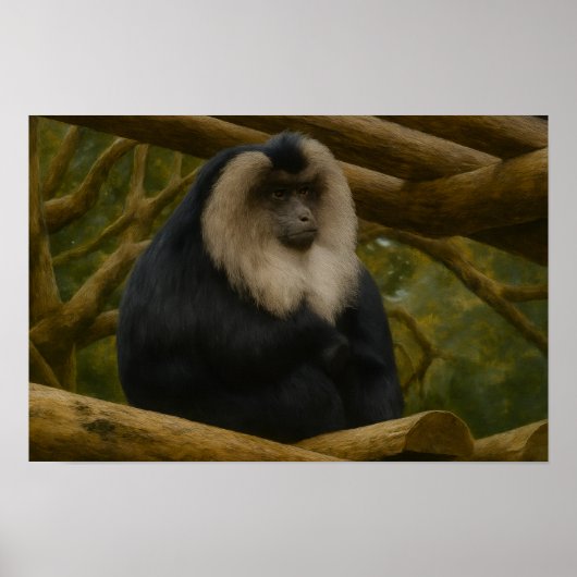 Löwenschwanzmakaque im Schutzgebiet der Wälder Poster (Vorne)