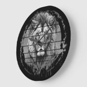 Löwenschwarz und weiß große wanduhr (Winkel)