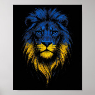 Löwenstärke Kunst Ukrainische Flagge Ukraine Poster