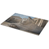 Löwenstatue vor der historischen Kirche Schneidebrett (Ecke)