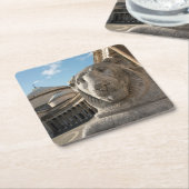 Löwenstatue vor San Francesco di Paola Rechteckiger Pappuntersetzer (angewinkelt)