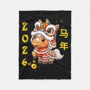 Löwentanz Kawaii Pferd Chinesisches Neujahr 2026 M Fleecedecke
