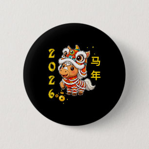 Löwentanz Kawaii Pferd Chinesisches Neujahr 2026 P Button
