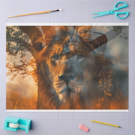 Löwenwald wegen Exposition Dekoupage Seidenpapier (Basteln)