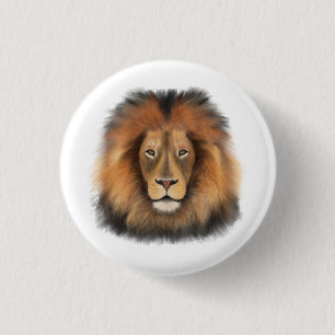 Löwenwasserfarbe Leo Königssafari-Urwaldkatze Button