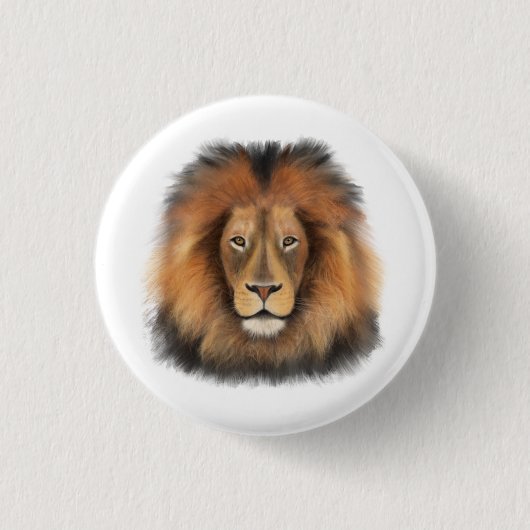 Löwenwasserfarbe Leo Königssafari-Urwaldkatze Button (Vorderseite)