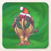 Löwenweihnacht auf Grün Rechteckiger Pappuntersetzer (Vorderseite)