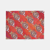 Löwenweihnacht auf Rot Fleecedecke (Vorderseite (Horizontal))