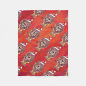 Löwenweihnacht auf Rot Fleecedecke (Vorderseite)