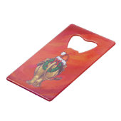 Löwenweihnacht auf Rot Geldkarten Flaschenöffner (Rückseite Schrägansicht)