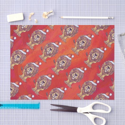 Löwenweihnacht auf Rot Seidenpapier (Handwerk)