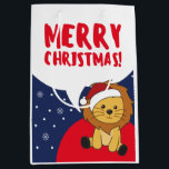 Löwenweihnachtsschnee Wintertiere Lions Mittel Gi Mittlere Geschenktüte<br><div class="desc">Der Löwe für Weihnachten Grußkarte. Hübsche Tiere mit Geschenken und Schnee für den Urlaub. Auch lustig für Weihnachten im Juli. Löwen sind niedliche Tiere und perfekt zu Weihnachten.</div>