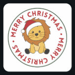 Löwenweihnachtsschnee Wintertiere Lions Square St Quadratischer Aufkleber<br><div class="desc">Der Löwe für Weihnachten Grußkarte. Hübsche Tiere mit Geschenken und Schnee für den Urlaub. Auch lustig für Weihnachten im Juli. Löwen sind niedliche Tiere und perfekt zu Weihnachten.</div>