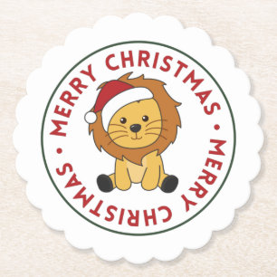 Löwenweihnachtsschnee Wintertiere Löwen Papier Coa Untersetzer