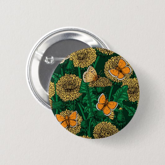 Löwenwiese auf dunkelgrün button (Vorne & Hinten)