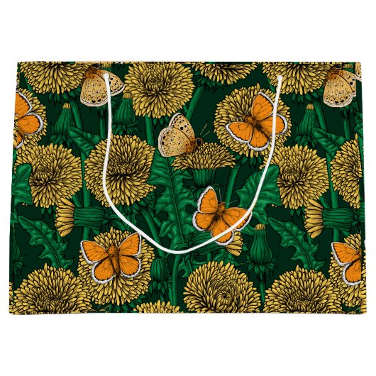 Löwenwiese auf dunkelgrün große geschenktüte (Vorderseite)