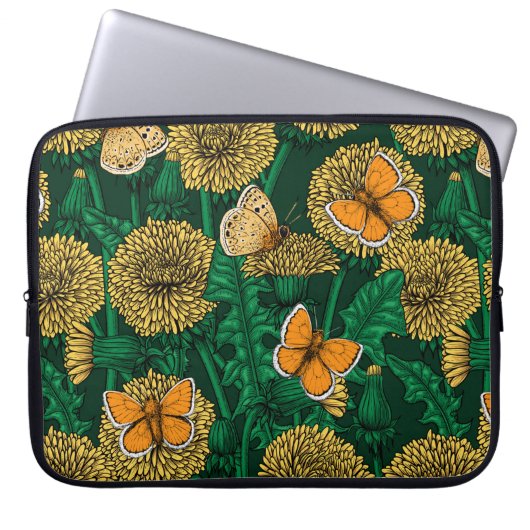 Löwenwiese auf dunkelgrün laptopschutzhülle (Vorderseite)