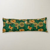 Löwenwiese auf dunkelgrün seitenschläferkissen (Rückseite)