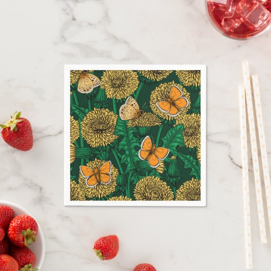 Löwenwiese auf dunkelgrün serviette (Beispiel)