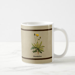 Löwenzahn auf altem Papier Kaffeetasse