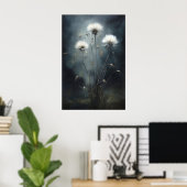 Löwenzahn auf dunklem Feld, Wildblumen-Druck Poster (Heimbüro)